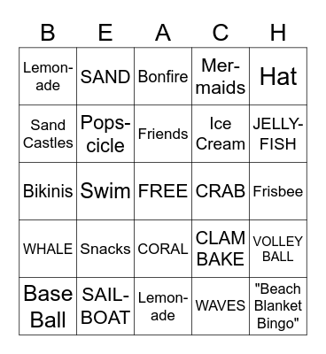 BEACH BLANKET BINGO Card