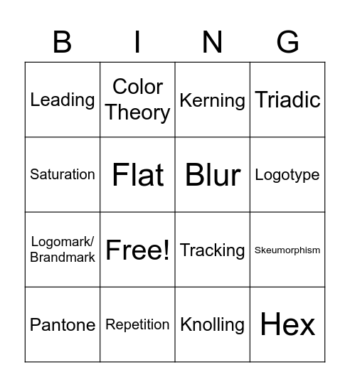 Graphics 2: 1st Semester Bingo Card