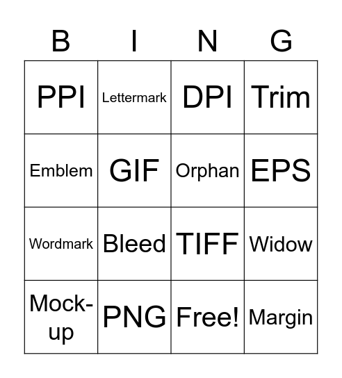 Graphics 2: 2nd Semester Bingo Card