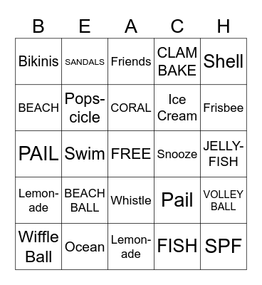 BEACH BLANKET BINGO Card