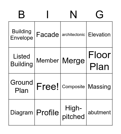 Architecture 1: 1st Semester Bingo Card