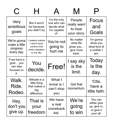 Time to Believe in YOU! Bingo Card