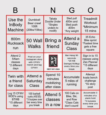 CrossFit West Visalia Bingo Card