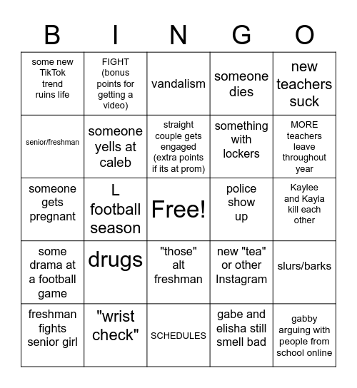 2022-2023 SENIOR BINGO Card