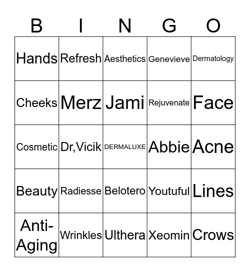 DermaLuxe Bingo Card