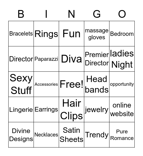 Divine Designs/Pure Romance Bingo Card