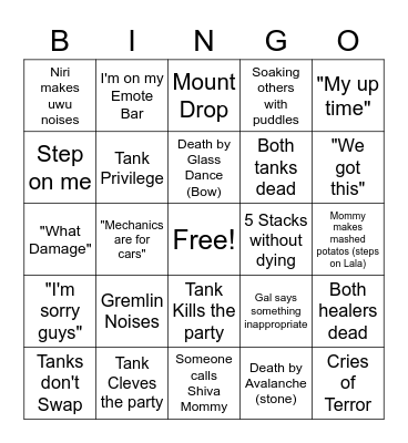 Step-On Me Extreme Bingo Card