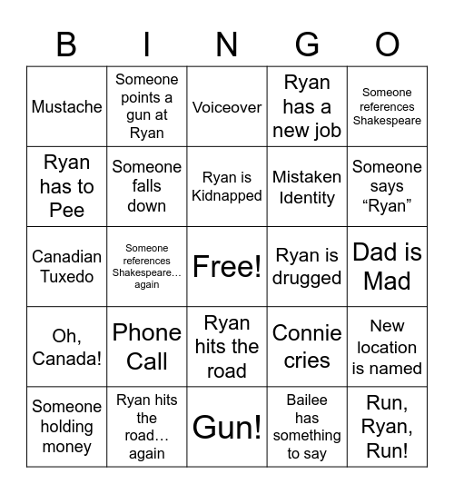 Ryan's Babe - Round 2 Bingo Card