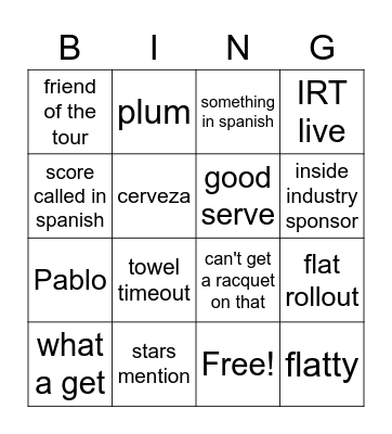 Dean Bear IRT Bingo Card