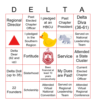 Delta Bingo Card