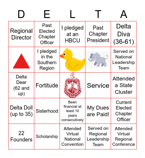 Delta Bingo Card