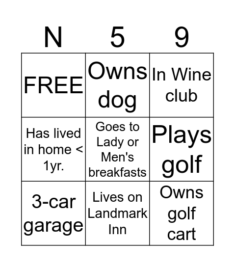 N59 BINGO MIXER Bingo Card