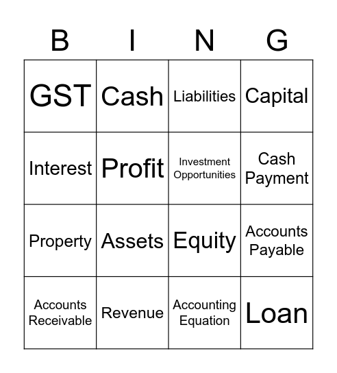 Accounting Bingo Card