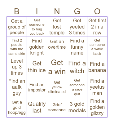 Fall Guys Bingo Card