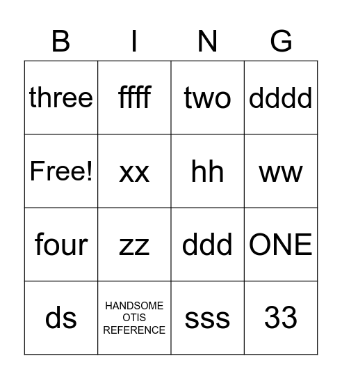 480 OTIS Bingo Card