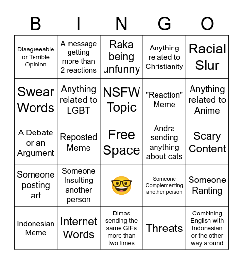 The lnsanity 3 Bingo Card