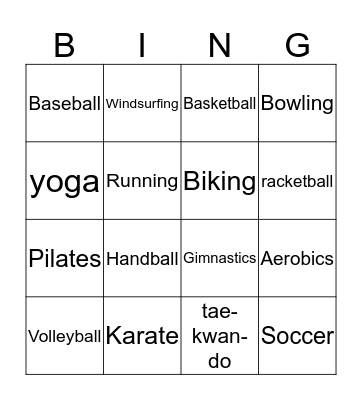 SPORTS Bingo Card