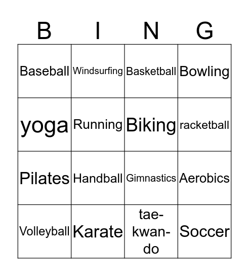 SPORTS Bingo Card