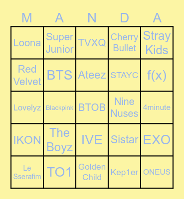 Bingo sama Ayex <3 Bingo Card
