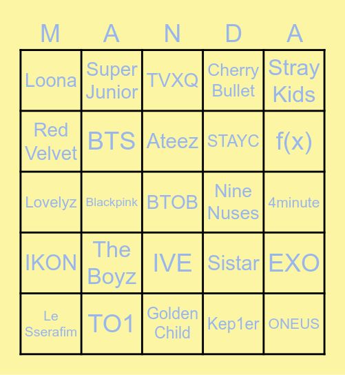 Bingo sama Ayex <3 Bingo Card