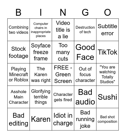 Totally Studio Bingo v1.1 Bingo Card