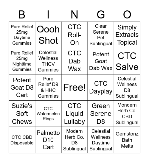 Crowntown Staff Bingo Card