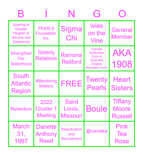 A Taste of Membership - 2 Bingo Card