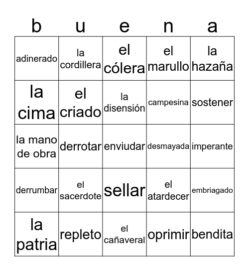 La lotería  Bingo Card
