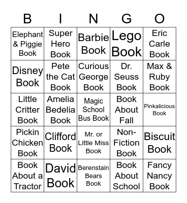 Picture Book Bingo Card