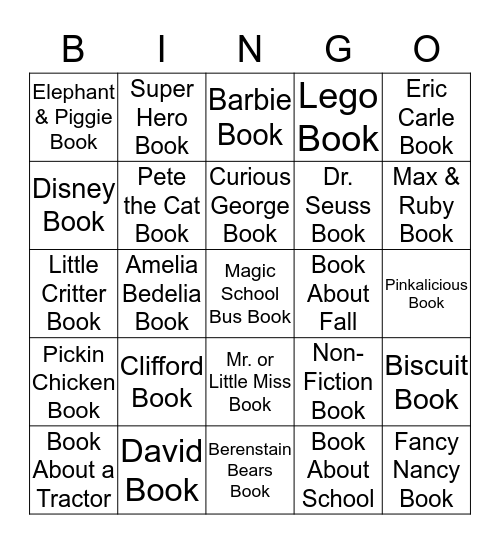 Picture Book Bingo Card