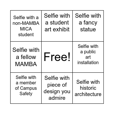 MAMBA Orientation (use #mamba11s) Bingo Card