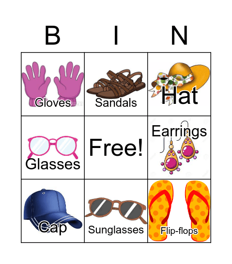 Accesories Bingo Card