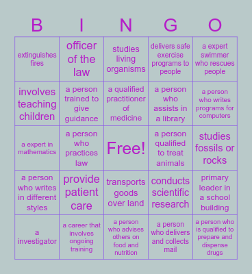 CAREER BINGO Card