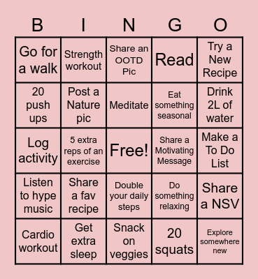 Week 4 Bingo Card