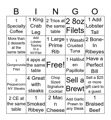 CHOP BINGO Card