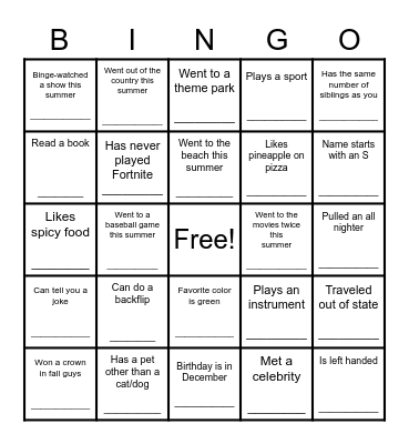 Find Someone Who... Bingo Card