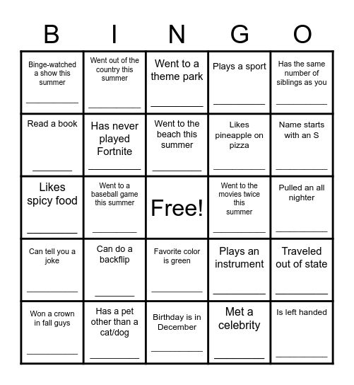 Find Someone Who... Bingo Card