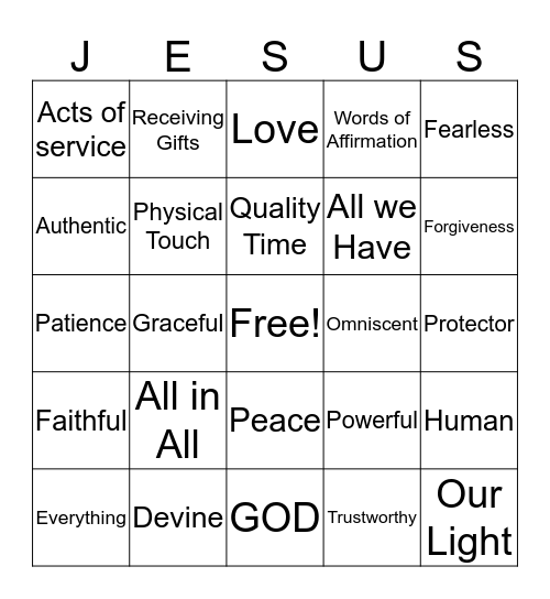 Jesus Is Bingo Card