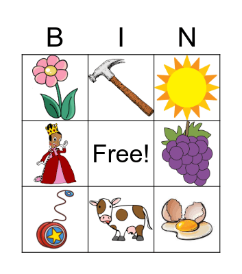 Beginning Sounds a-z Bingo Card