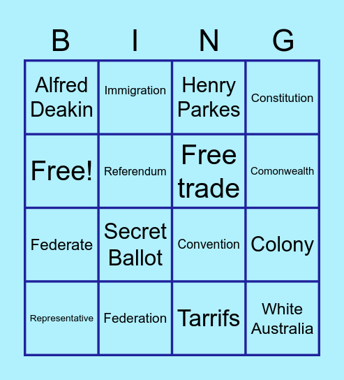 Federation Bingo Card