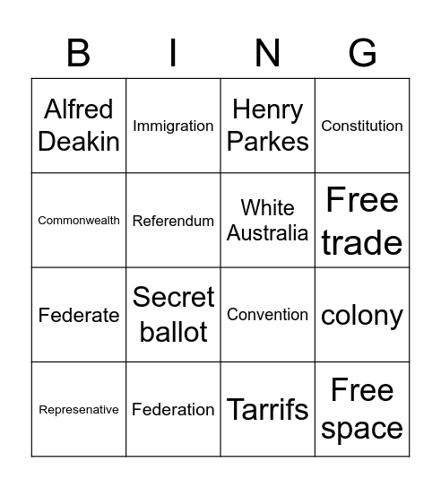 Federation bingo Card