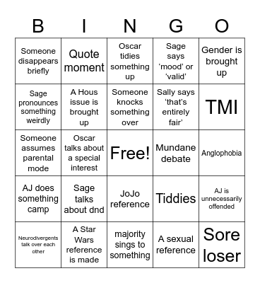 Gays Do Bingo Card