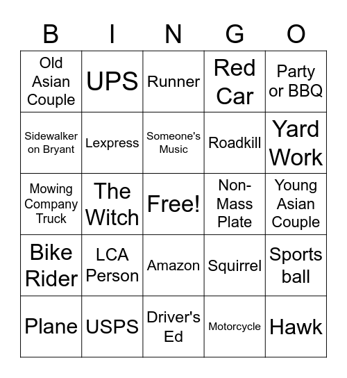 Apartment Walks Bingo Card