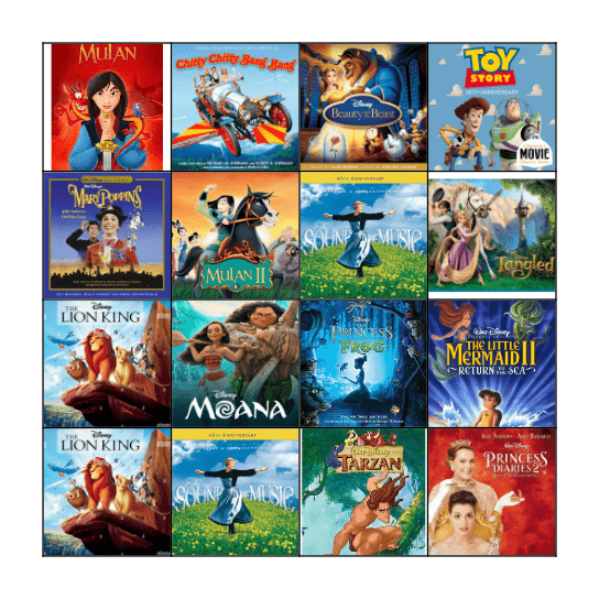 MCCORUT Disney Bingo Card