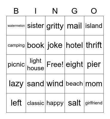 August Bingo Card