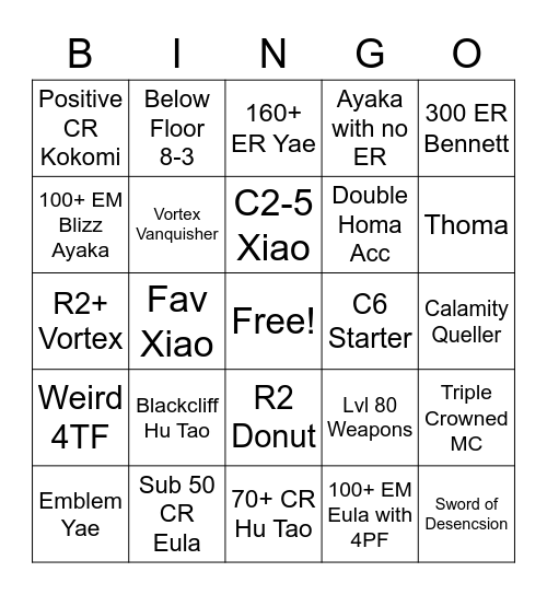 Account Review Bingo Card