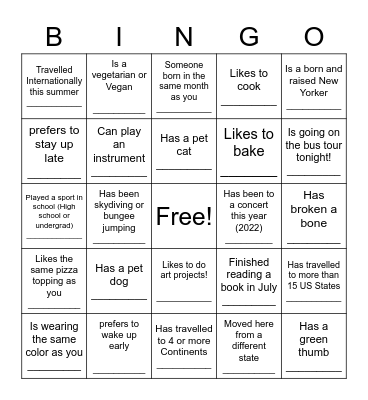 Find someone who.... Bingo Card