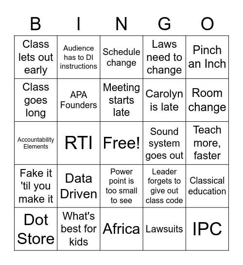 Woohoo it's DI Week!! Bingo Card