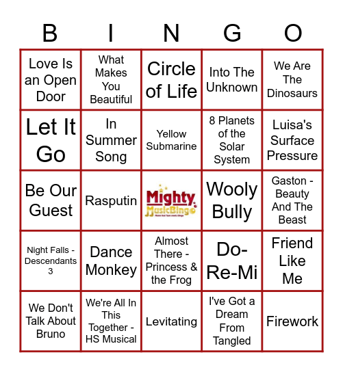 SING-A-LONG BINGO Card