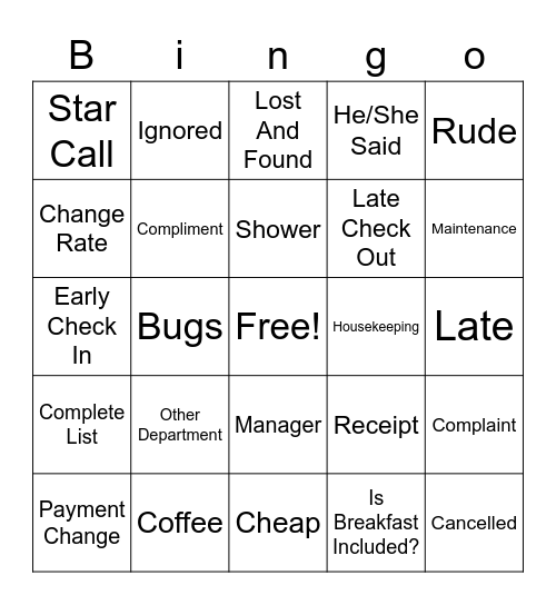Morning Shift Bingo Card